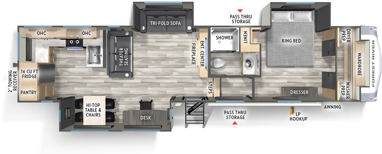 Wildcat Fifth Wheels 33CHEF Floorplan